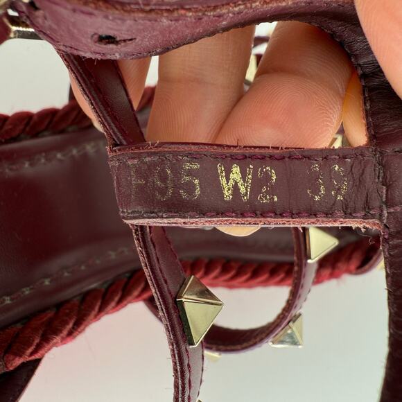 VALENTINO GARAVANI Torchon Rockstud Wedge Sandal EU 39 US 9 Red Pink Platform - Picture 8 of 11